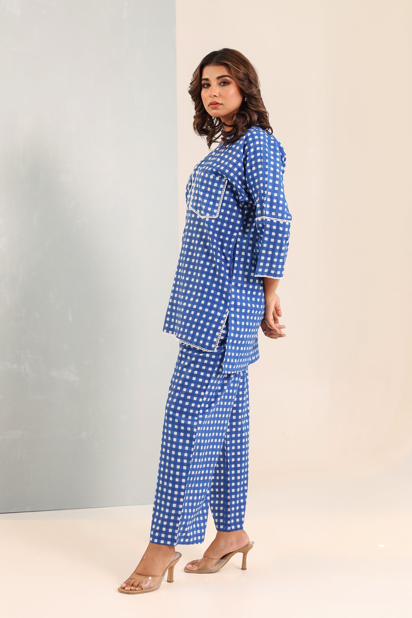 Poppy Blue Checks Coord Set