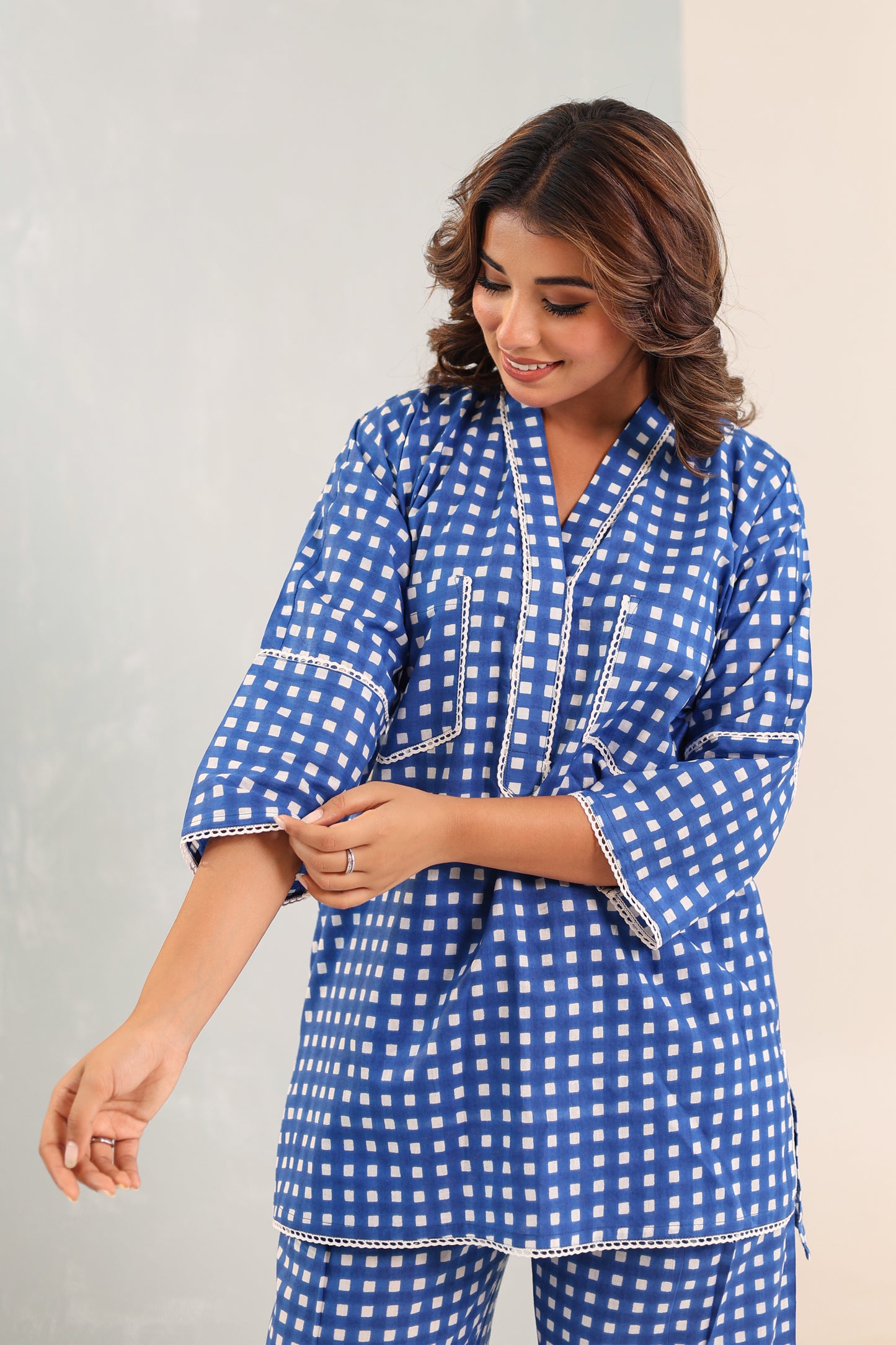 Poppy Blue Checks Coord Set