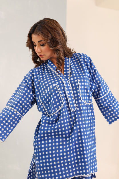 Poppy Blue Checks Coord Set
