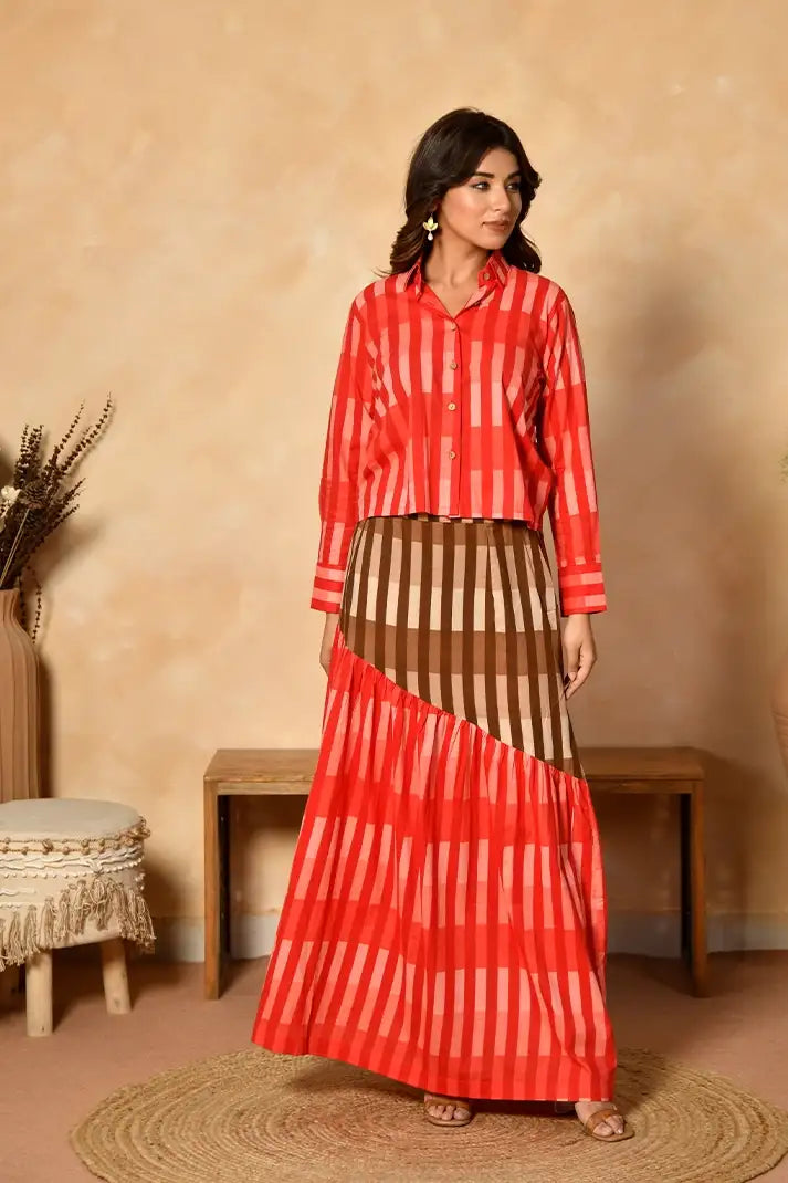 Scarlet Drift Cotton Skirt Set
