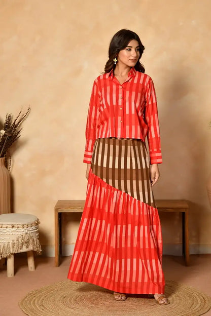 Scarlet Drift Cotton Skirt Set