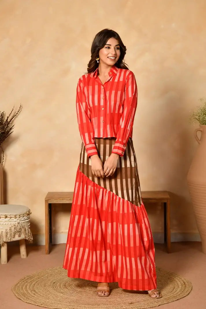 Scarlet Drift Cotton Skirt Set