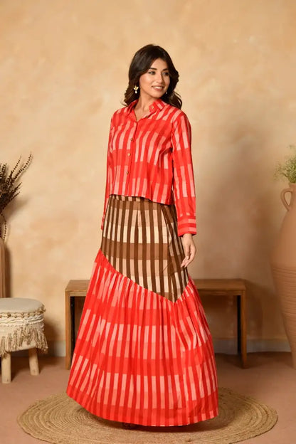 Scarlet Drift Cotton Skirt Set