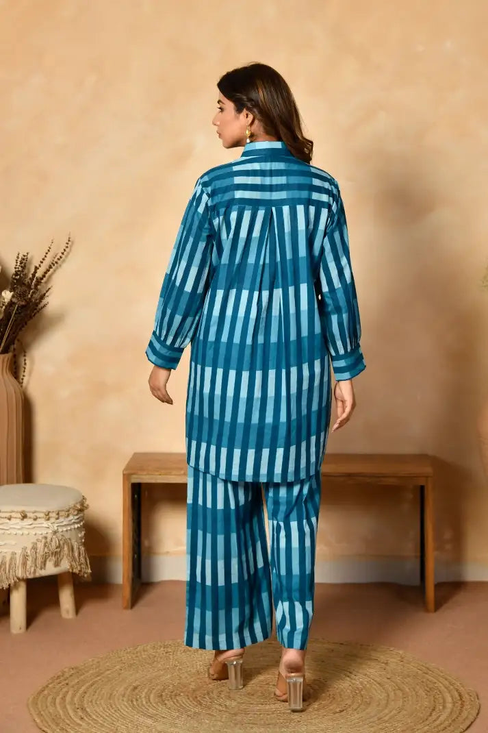 Azure Ruffle Cotton Skirt Set