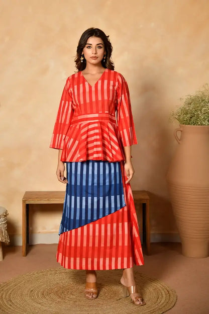 Ruby Horizon Cotton Skirt Set
