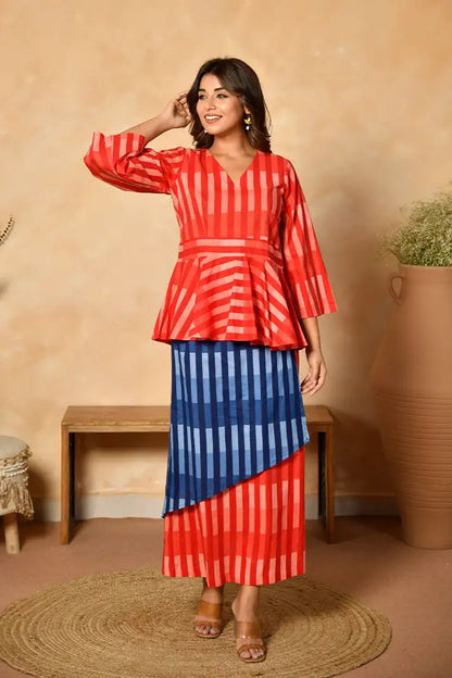 Ruby Horizon Cotton Skirt Set