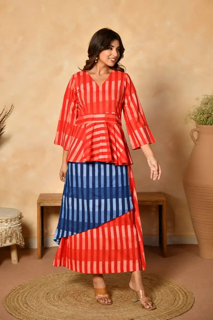 Ruby Horizon Cotton Skirt Set