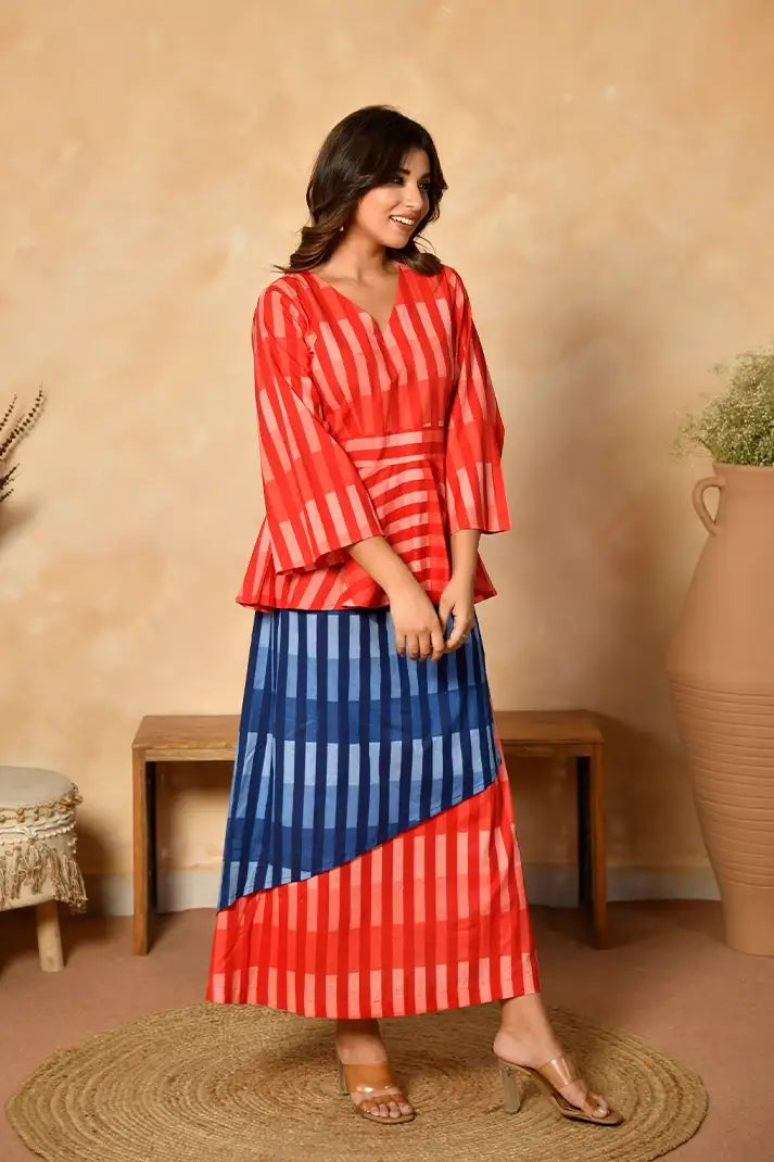 Ruby Horizon Cotton Skirt Set