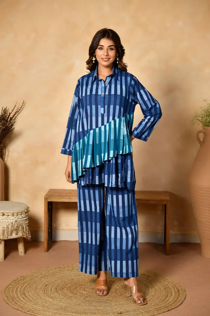 Indigo Layers Cotton Coord Set