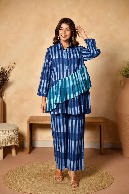 Indigo Layers Cotton Coord Set