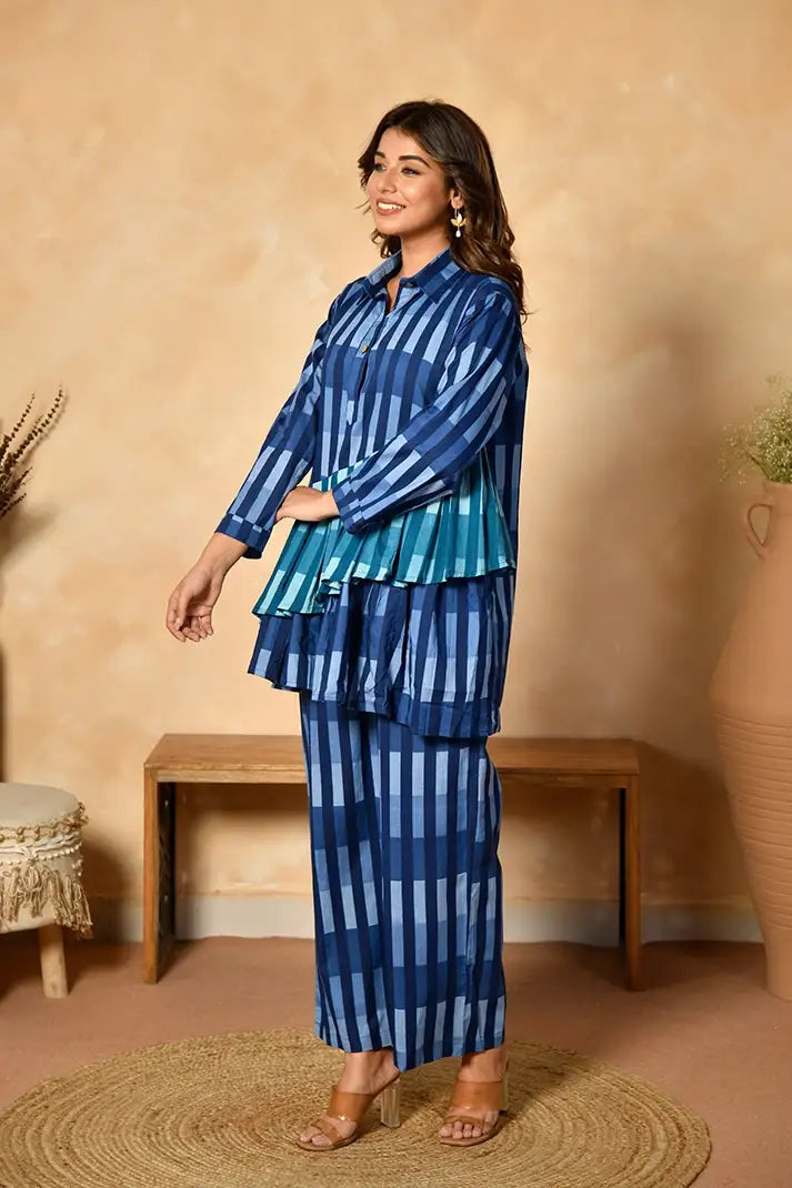 Indigo Layers Cotton Coord Set