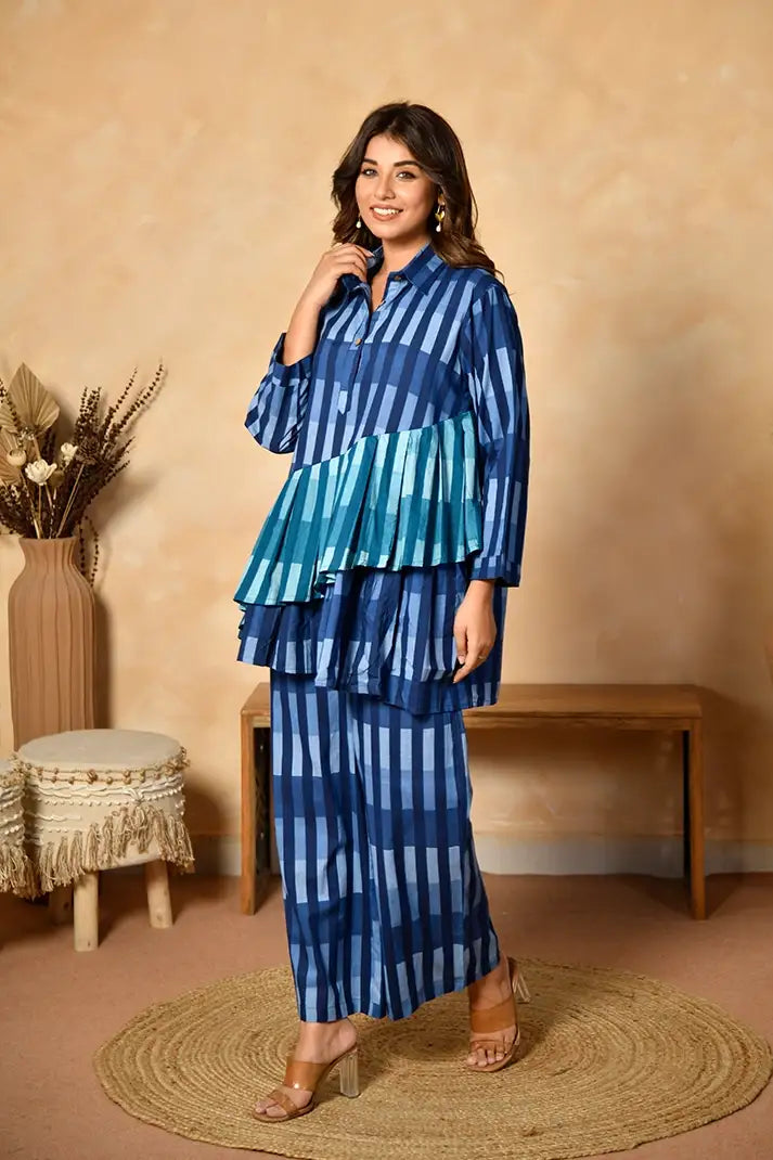 Indigo Layers Cotton Coord Set
