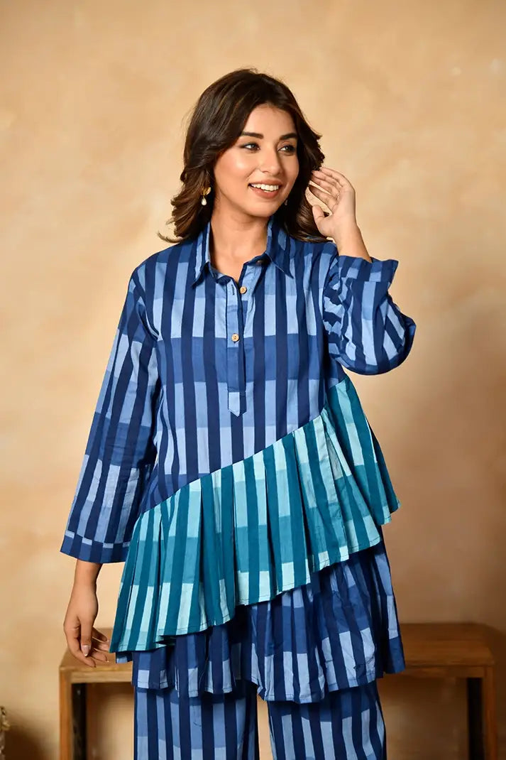 Indigo Layers Cotton Coord Set