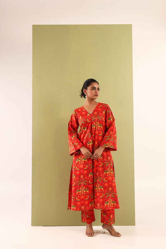 Fiery Jungle Cotton Coord Set