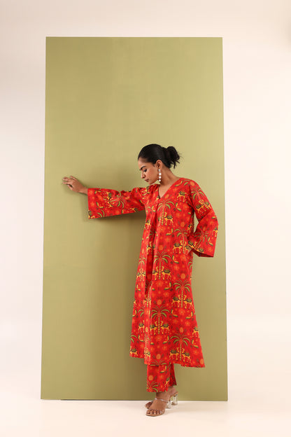 Fiery Jungle Cotton Coord Set