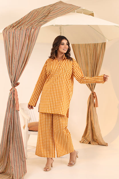 Ochre Checks Cotton Coord Set
