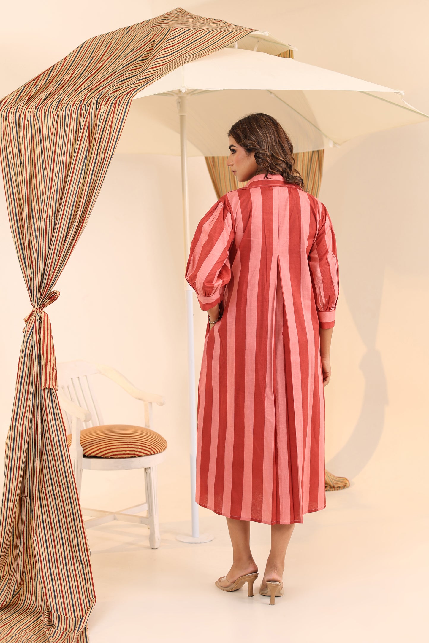 Blushora Striped Midi Dress
