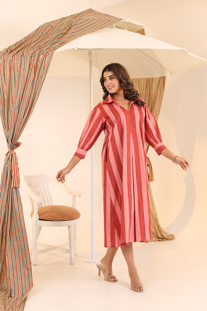 Blushora Striped Midi Dress