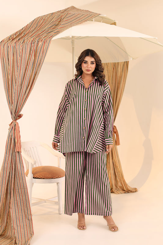 Pink Betel Stripe Coord Set