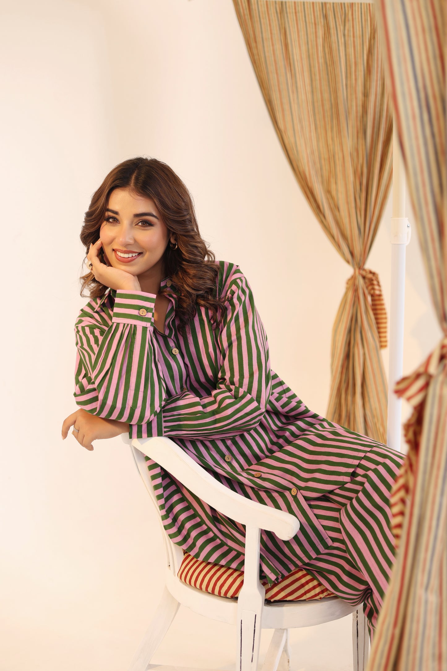 Pink Betel Stripe Coord Set