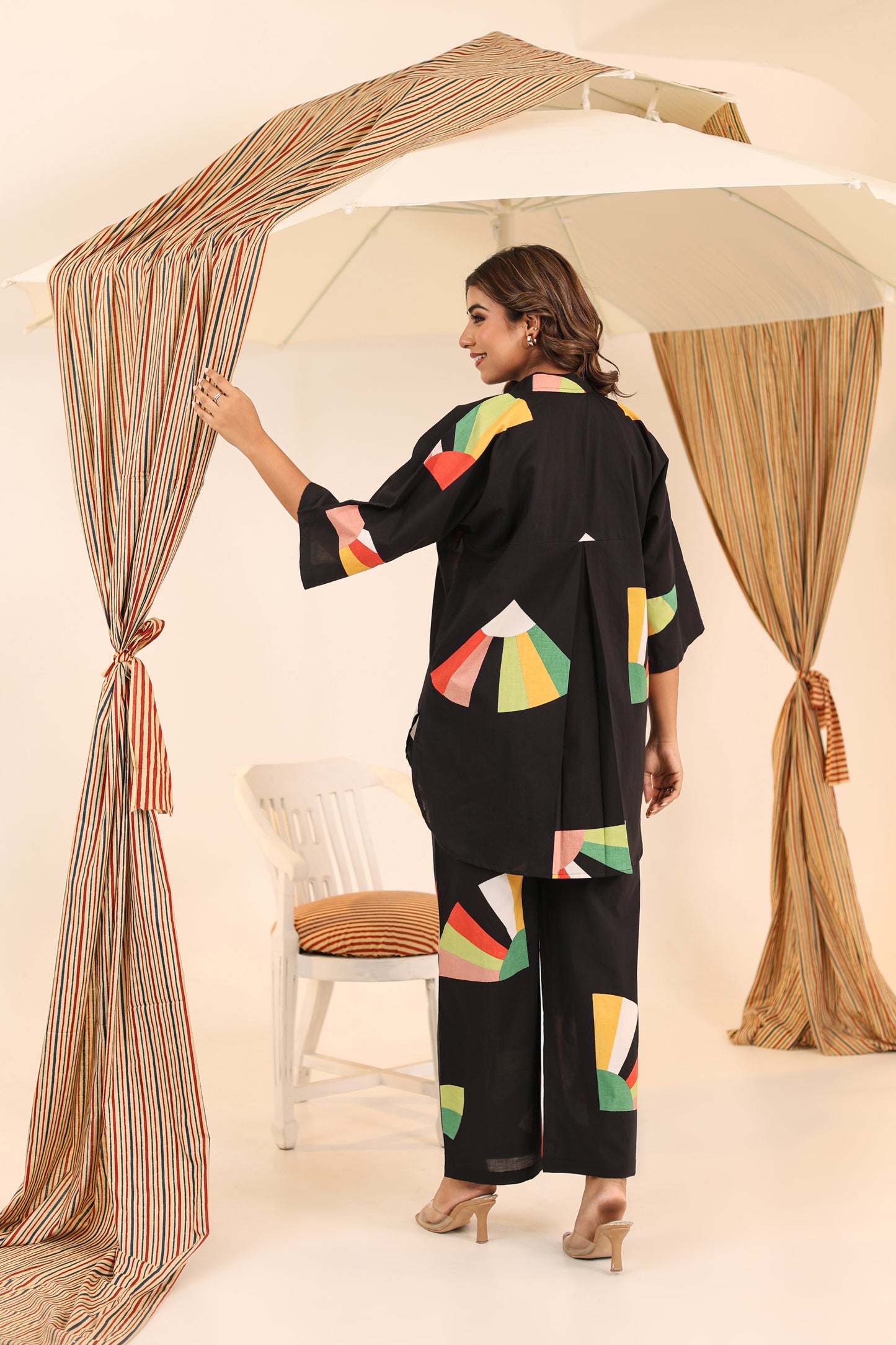 Black Canvas Cotton Coord Set