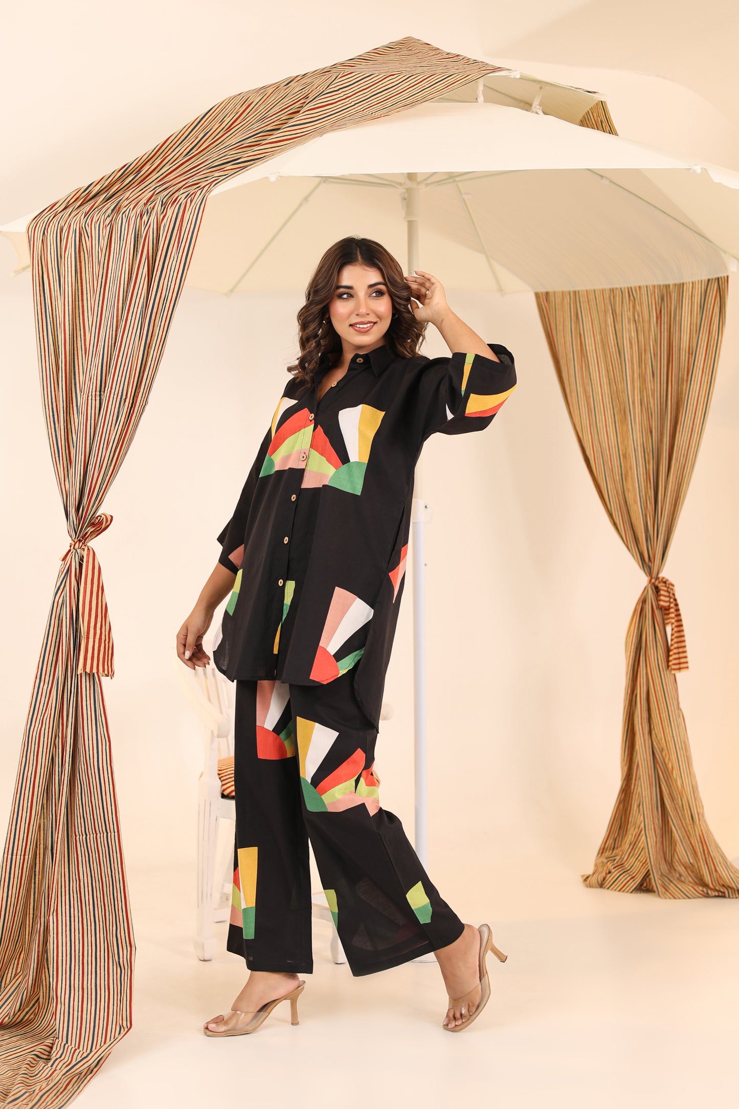 Black Canvas Cotton Coord Set