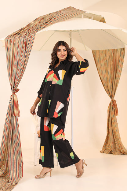 Black Canvas Cotton Coord Set