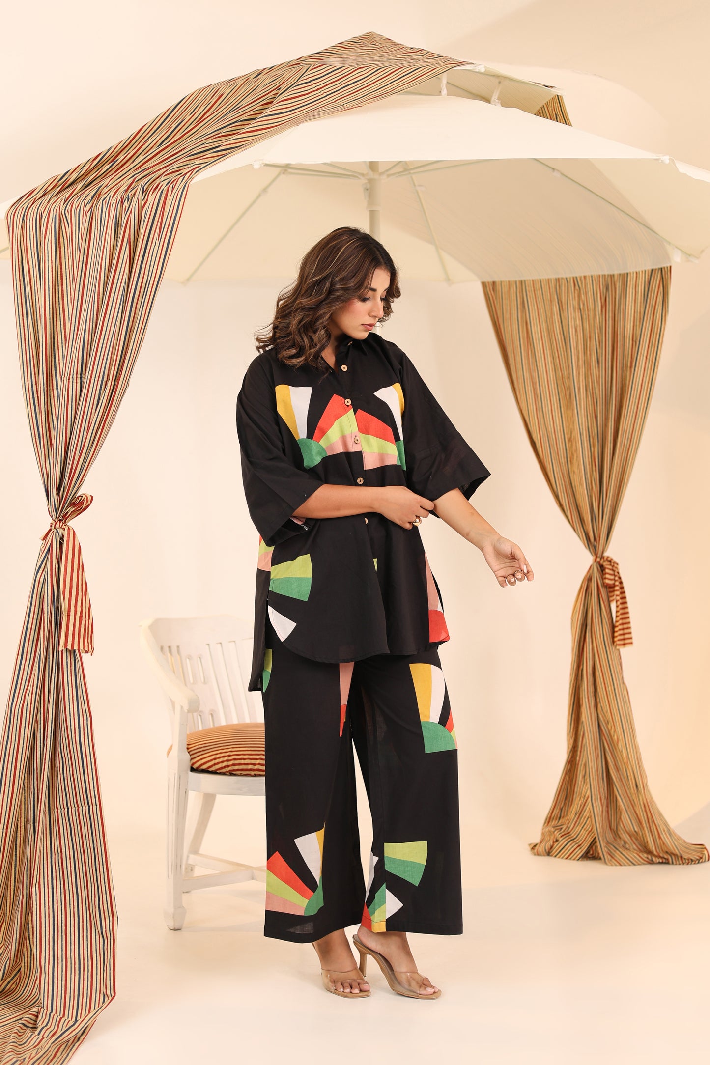 Black Canvas Cotton Coord Set