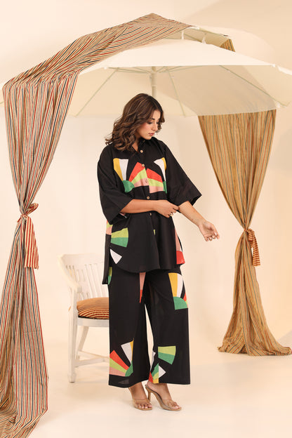 Black Canvas Cotton Coord Set