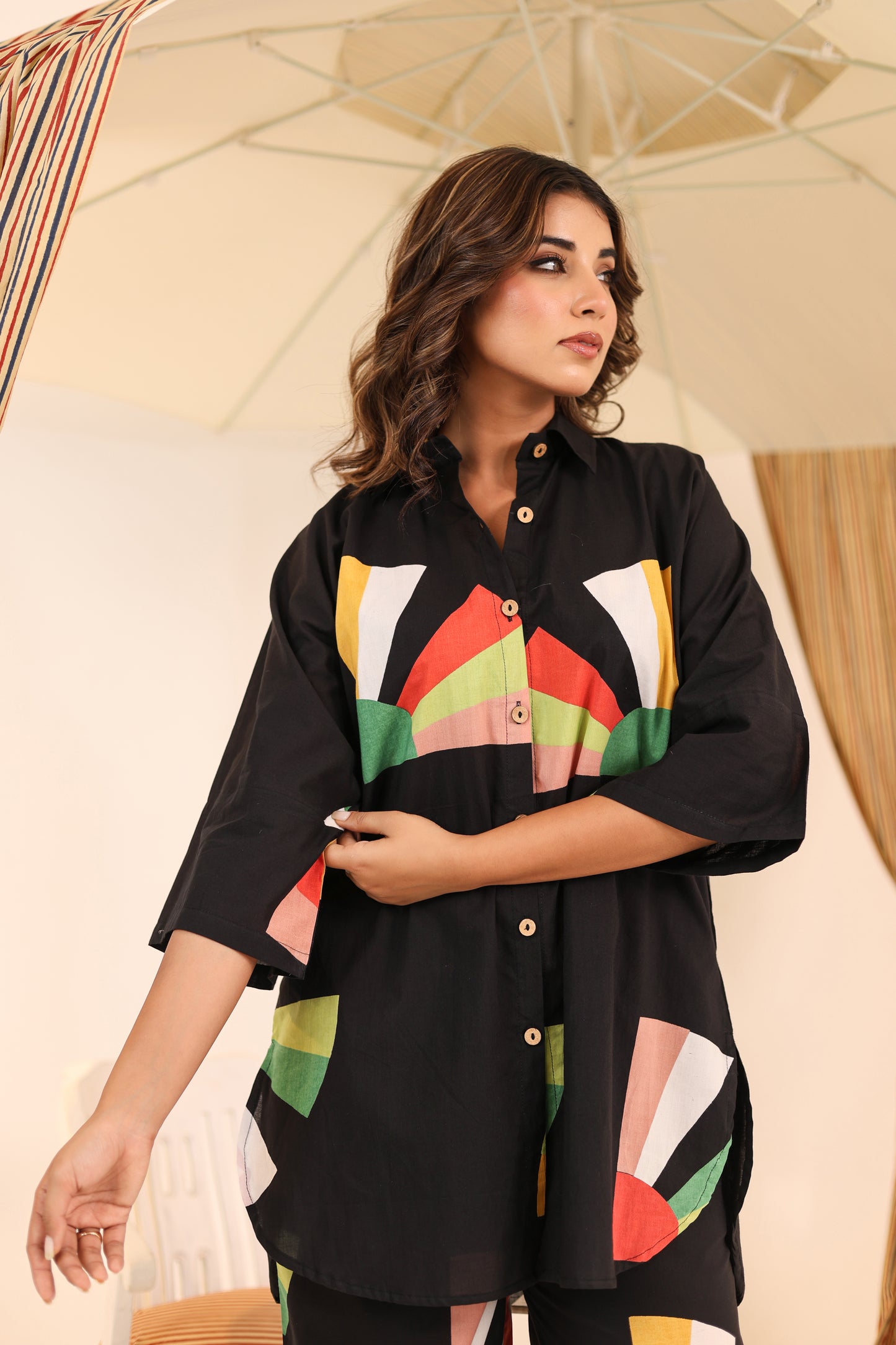 Black Canvas Cotton Coord Set