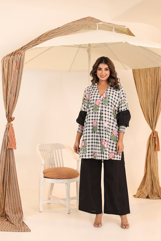 Gingham Blue Cotton Coord Set