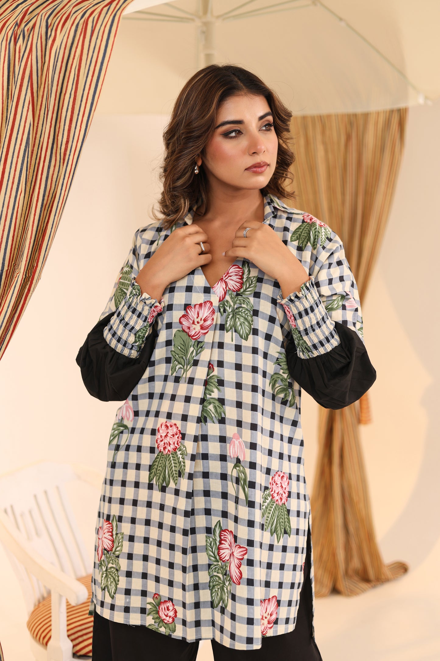 Gingham Blue Cotton Coord Set