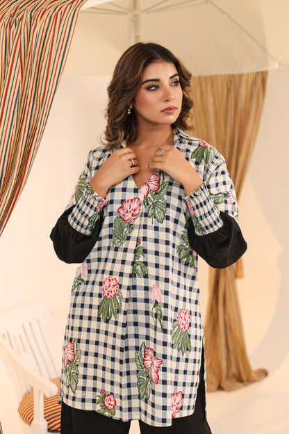 Gingham Blue Cotton Coord Set