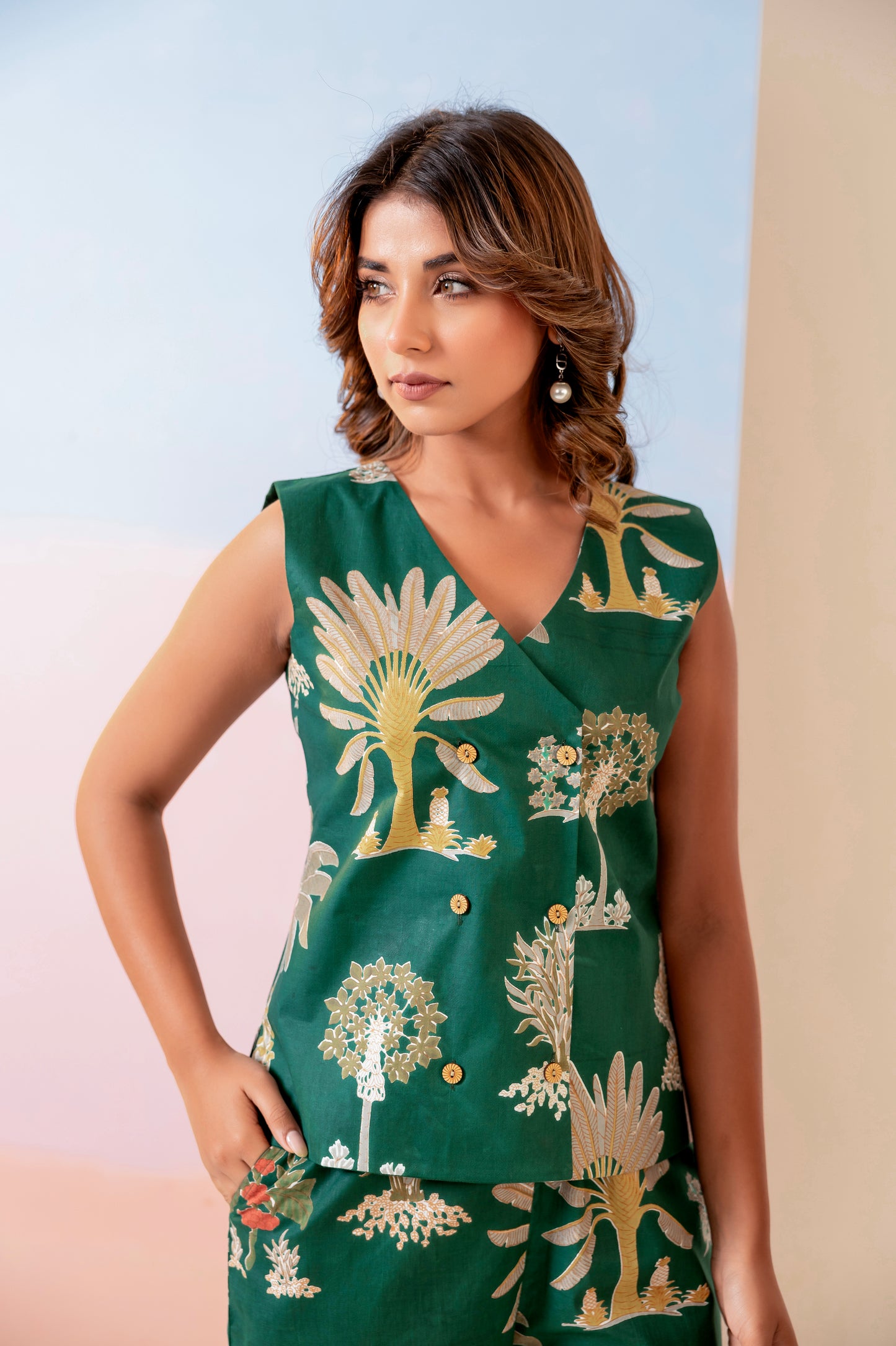 Emerald Green Cotton Coord Set