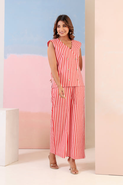 Scarlet Stripes Coord Set