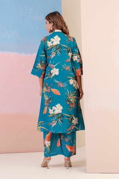 Blue Bloom Cotton Coord Set