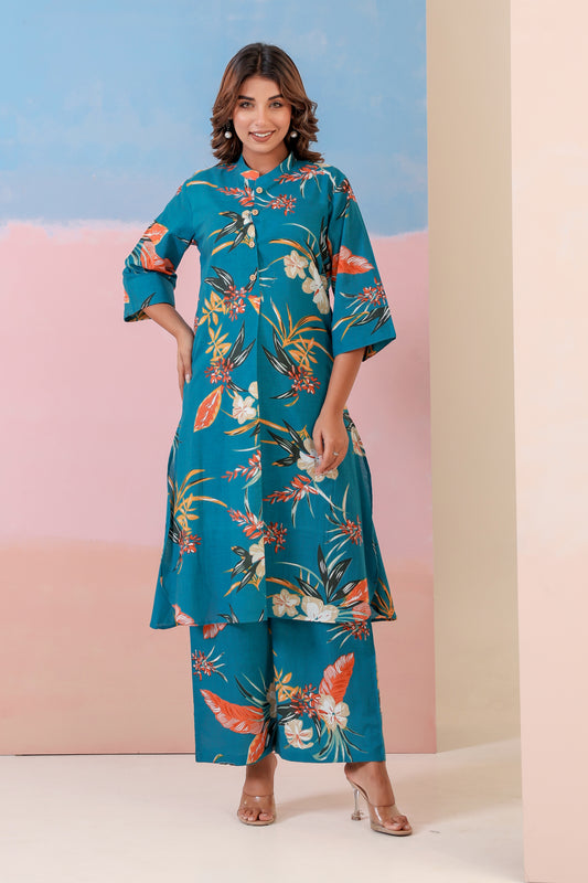 Blue Bloom Cotton Coord Set