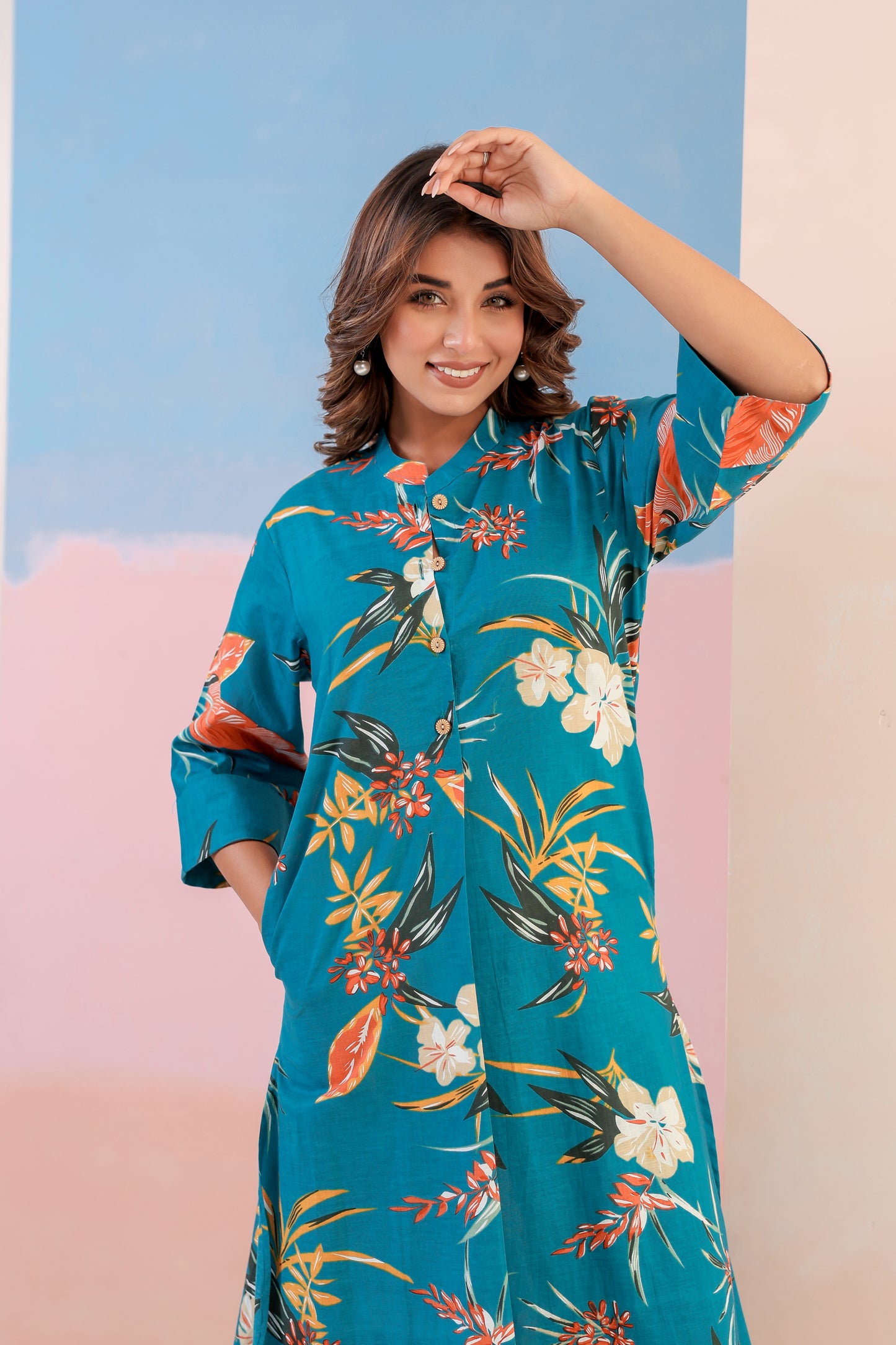 Blue Bloom Cotton Coord Set