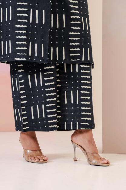 Elegant Black Print Coord Set