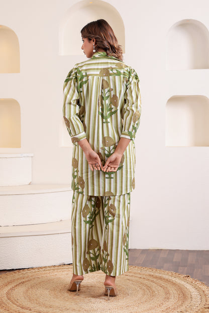 Jade Green Stripe Coord Set