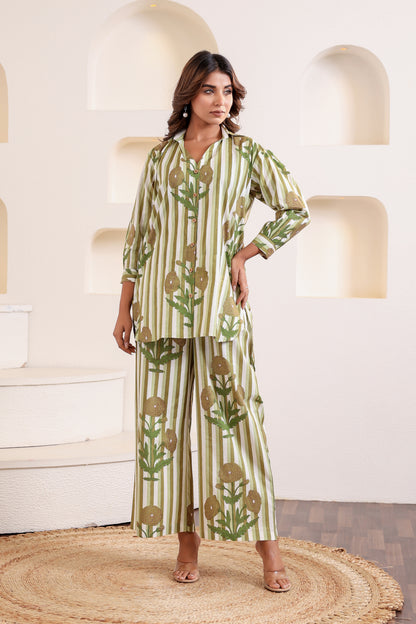 Jade Green Stripe Coord Set