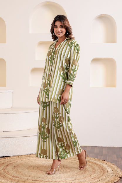 Jade Green Stripe Coord Set