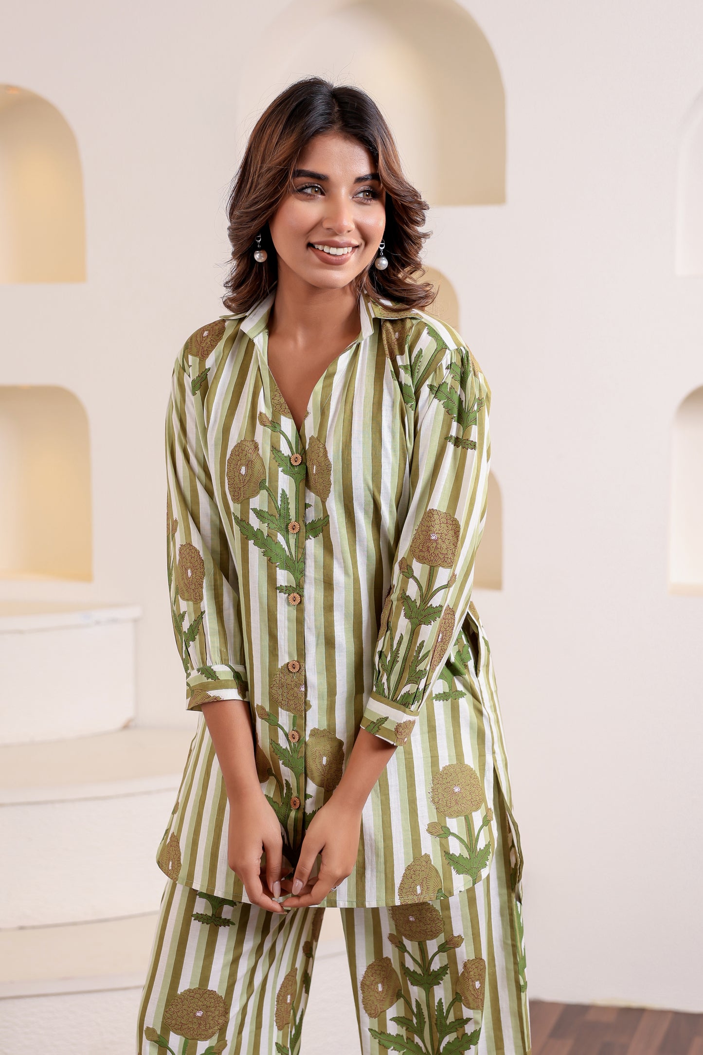 Jade Green Stripe Coord Set