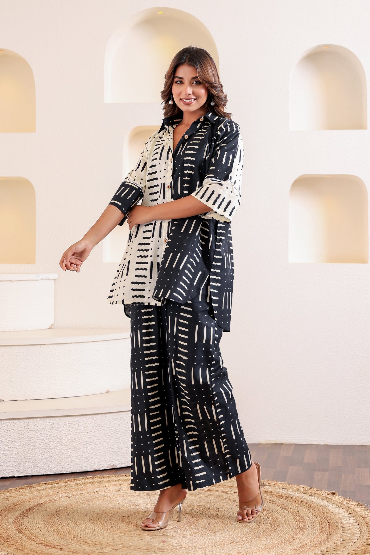 Black Vector Cotton Coord Set