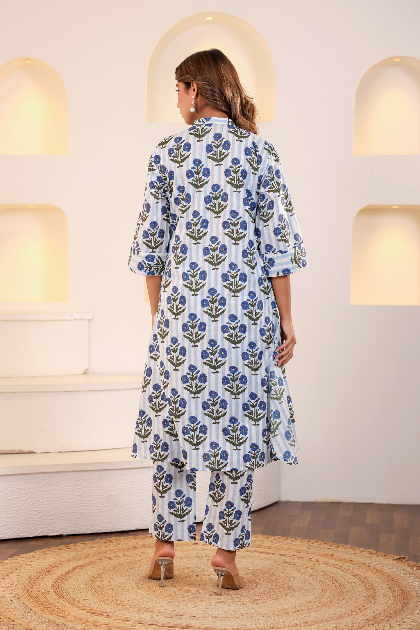 Indigo Motif Cotton Coord Set