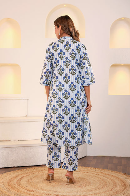 Indigo Motif Cotton Coord Set