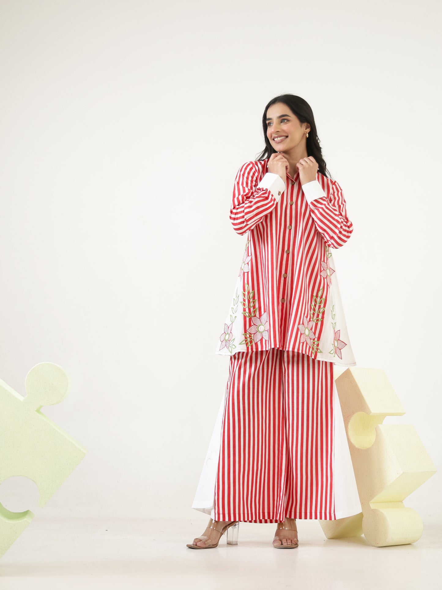 Garnet Stripes Cotton Co-ord Set