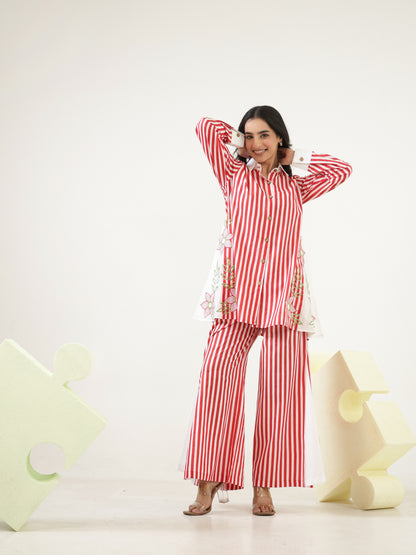 Garnet Stripes Cotton Co-ord Set