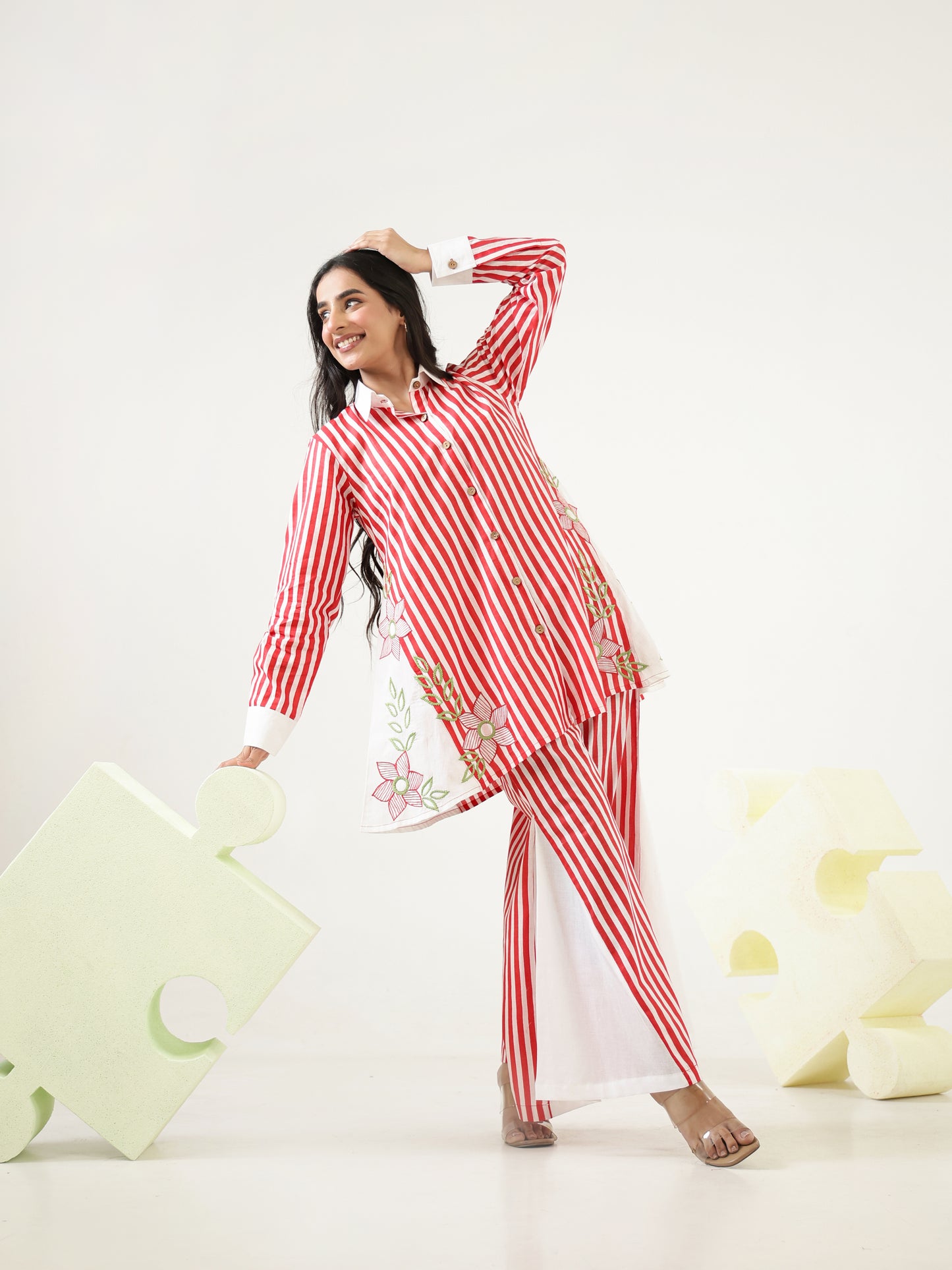 Garnet Stripes Cotton Co-ord Set
