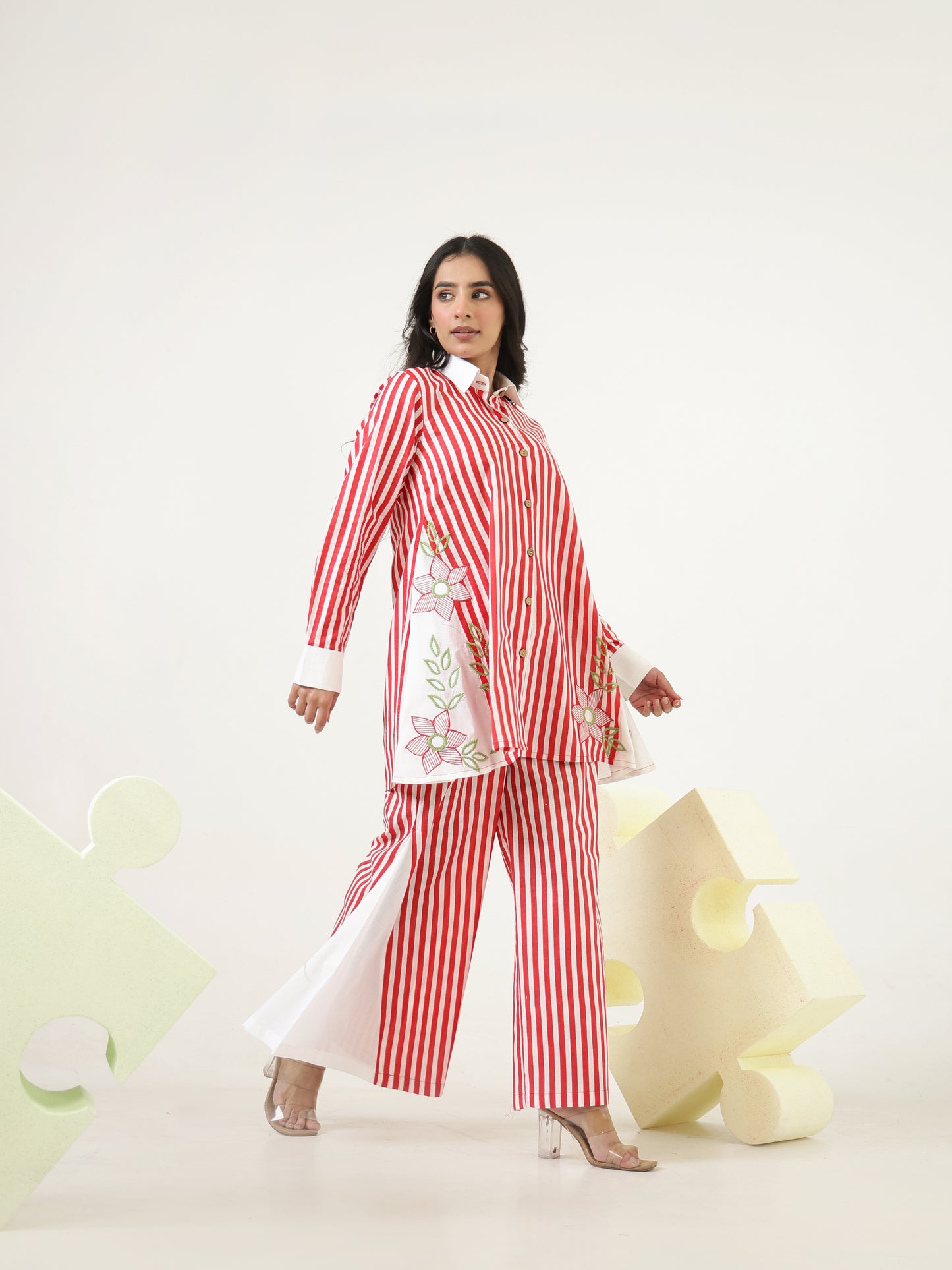 Garnet Stripes Cotton Co-ord Set